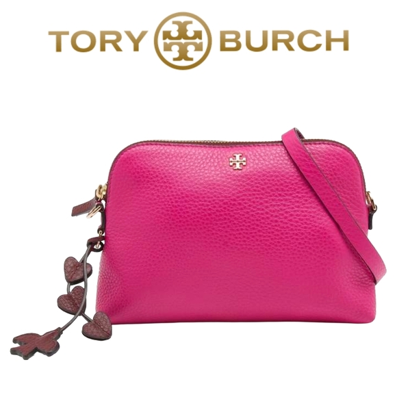 Tory Burch Pebbled Leather Crossbody Peace Bag - Picture 1 of 11